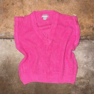 Vintage Bright Pink V-Neck Sweater Vest